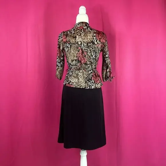 Vintage 70s Unbranded peplum secretary day dress, size Small - Picture 2 of 7